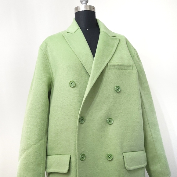 Reformation Sustainable Hayden Green Double Breasted Long Wool Coat - Picture 3 of 16